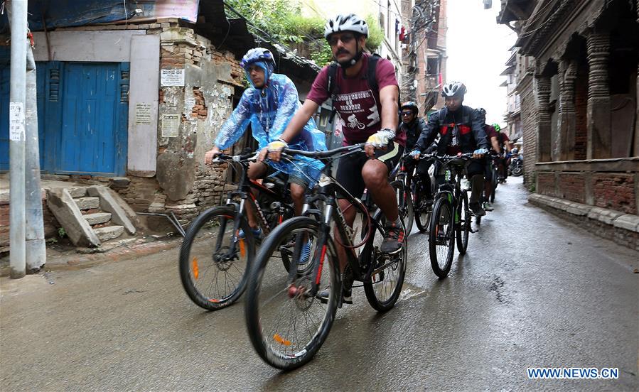 NEPAL-KATHMANDU-RESTORATION AWARENESS-HERITAGE CYCLE RIDE