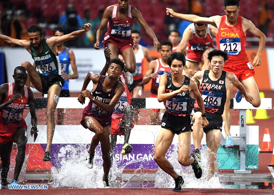 (SP)INDONESIA-JAKARTA-ASIAN GAMES-ATHLETICS-MEN'S 3000M STEEPLECHASE