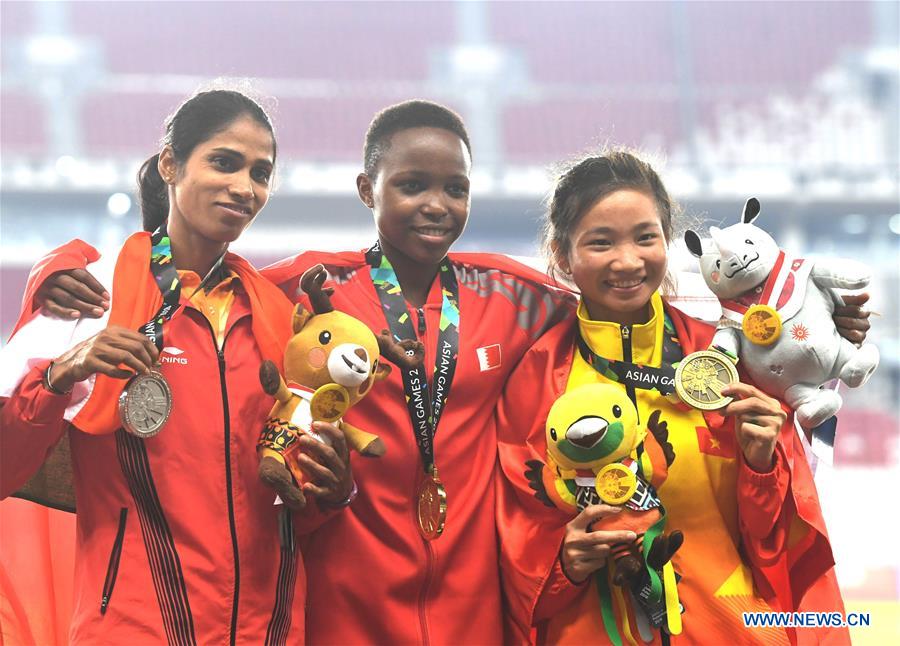 (SP)INDONESIA-JAKARTA-ASIAN GAMES-ATHLETICS-WOMEN'S 3000M STEEPLECHASE